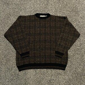 Vintage Black and Burgundy Acrylic Men’s Sweater